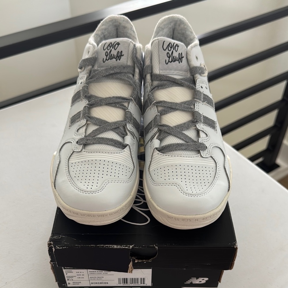 New Balance High-Top Sneakers in White and Gray